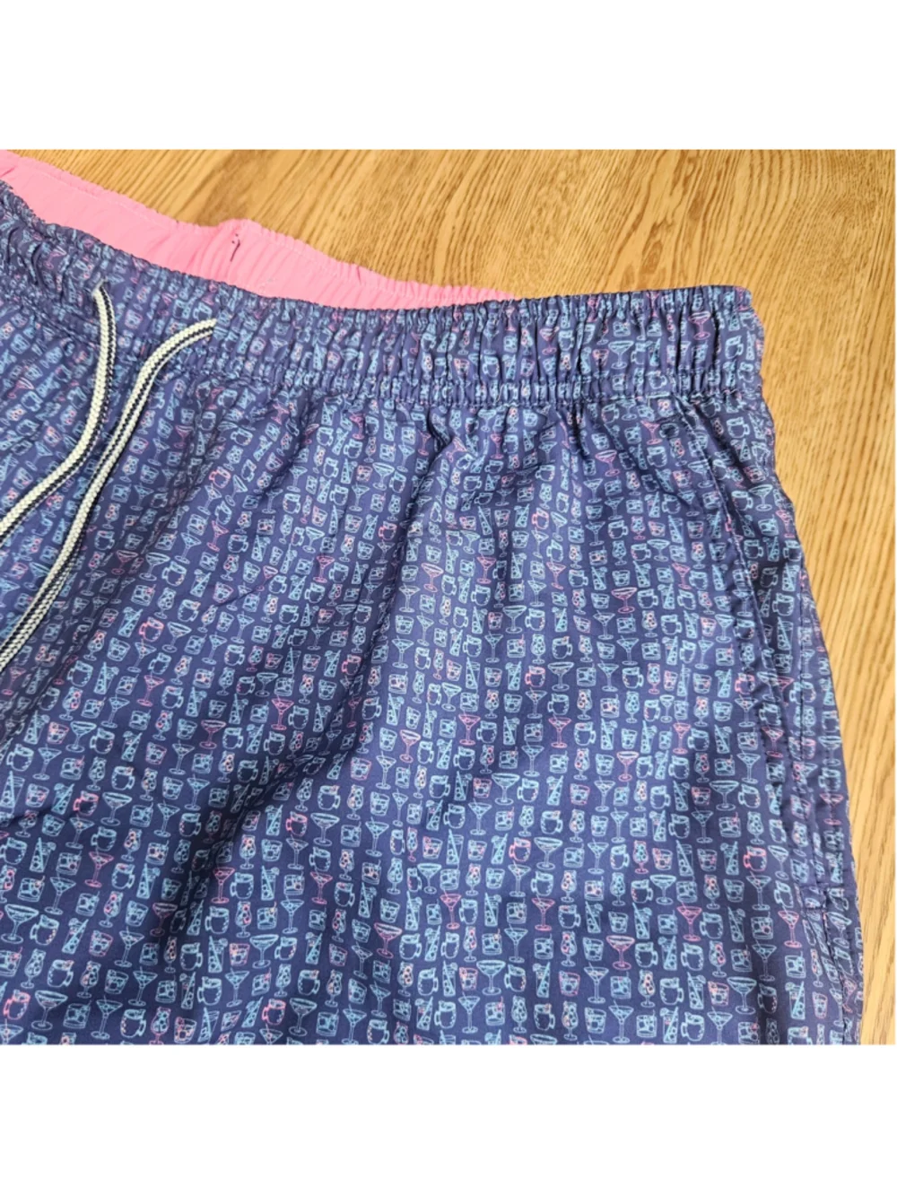 Peter Millar Seaside Collection Blue Cocktail Beverage AOP Swim Shorts Mens XXL